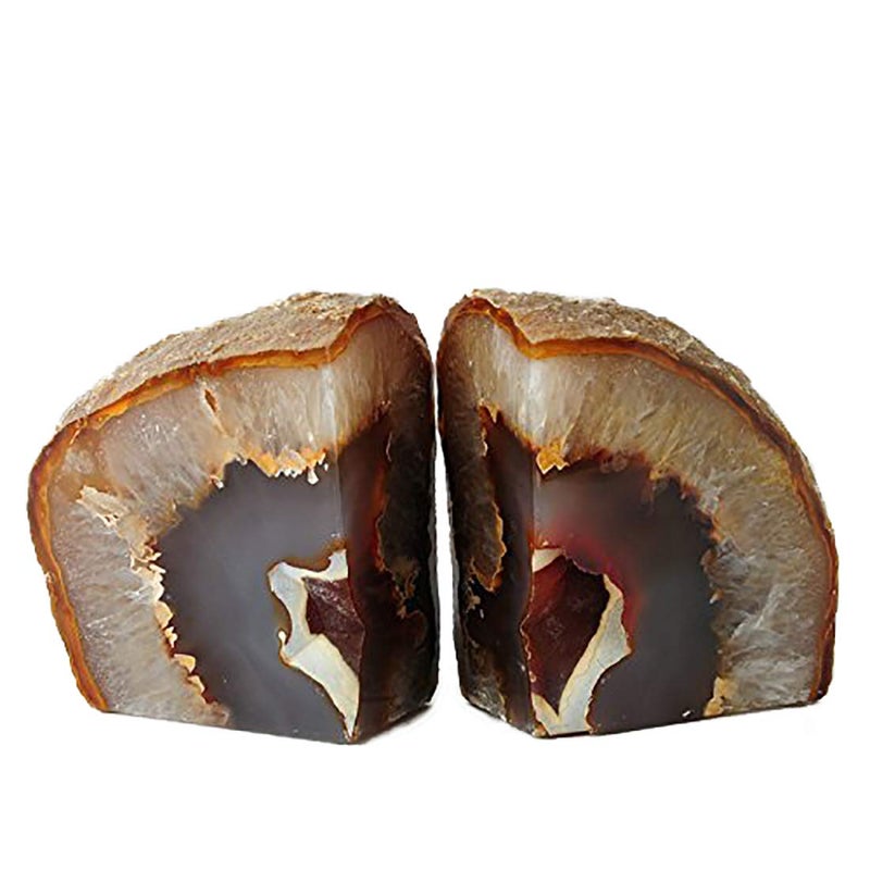 JIC Gem Natural Decorative Agate Book Ends Geode Bookends Stone Bookends for Shelves Book Ends to Hold Books Heavy Duty with Rubber Bumpers for DÃ©cor Small Size(1 Pair, 2-3 LBS) - Image 1